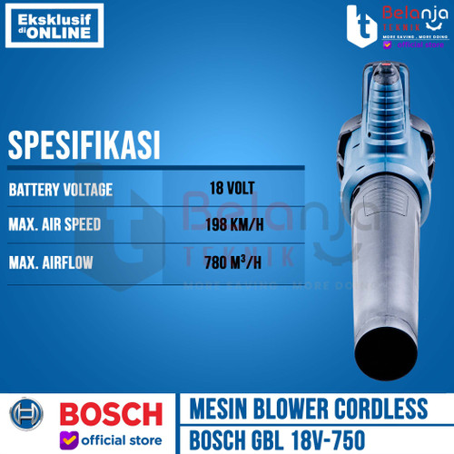 Bosch Mesin Blower Tangan Cordless GBL 18V-750 Hand Blower 18 V GBL18V Unit Only