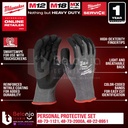 Milwaukee Helm Safety Personal Protective Set Paket + Sarung Tangan Anti Potong Cut Level 5 Dipped Gloves + Kacamata Clear Glasses Helem ANSI CSA