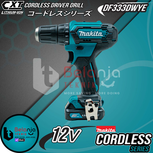 Makita Mesin Bor Obeng Baterai DF 333 DWYE Driver 12V + X-line 25 PCS