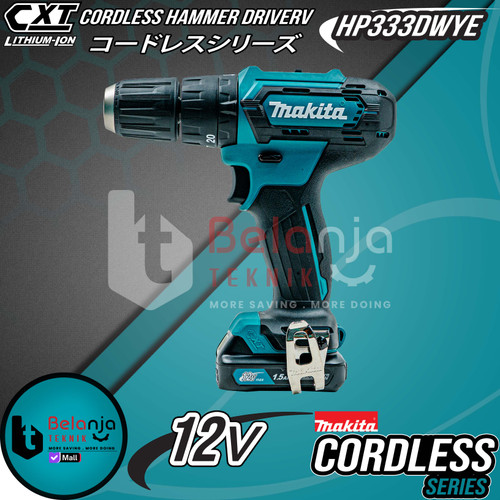 MAKITA Mesin Bor Baterai HP 333 DWYE Hammer Drill 12 V + X-line 25 PCS