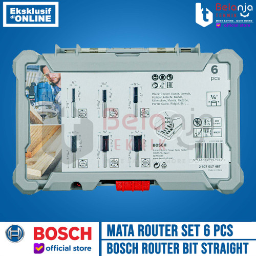 Bosch Router Bit Set Straight 6 Pcs 1/4 Inch Shank Mata Profil Trimmer