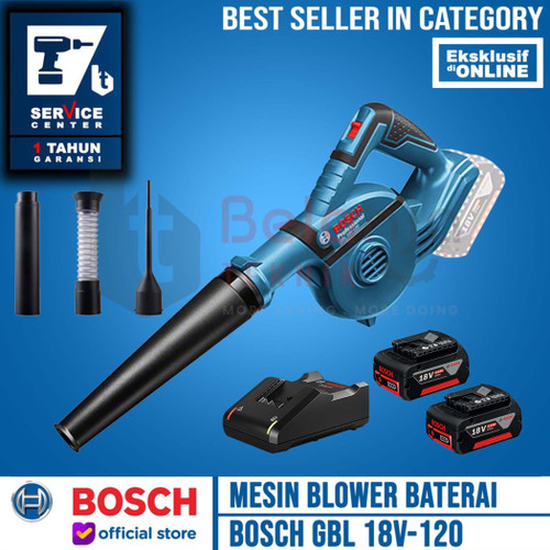Bosch Mesin Blower Cordless 4" GBL 18V-120 Charger 2X Baterai 2 AH 18V