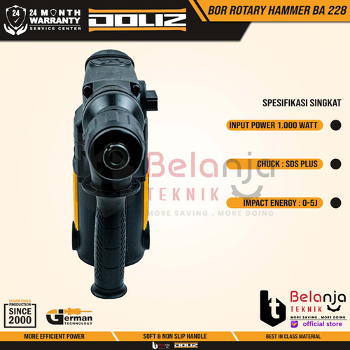 Doliz Rotary Hammer BA228 Mesin Bor Bobok Beton 1000 Watt BA 228