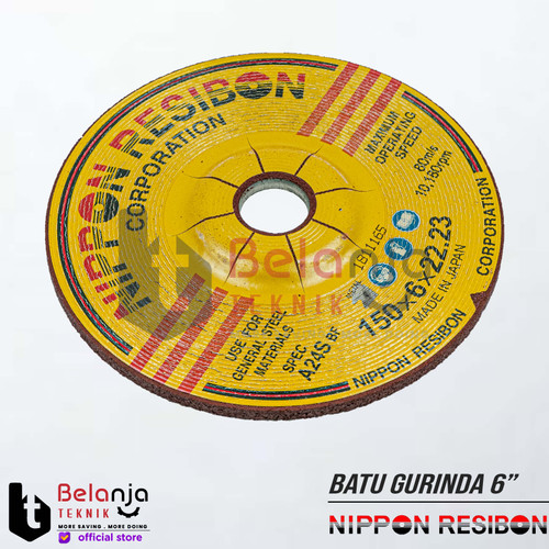 Nippon Resibon Batu Gurinda 6 Inch x 6 mm Batu Asah Besi Poles Besi