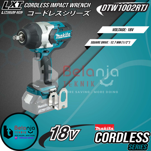 Makita Impact Wrench Baterai DTW1002 RTJ Cordless Impact Wrench 18V