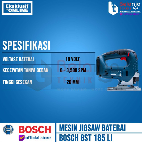 Bosch Mesin Jigsaw Cordless 4" GST 185 LI Charger + Baterai X2 18V SET