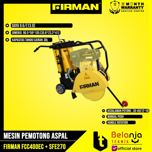 FIRMAN Mesin Potong Aspal FCC 400 EC Concrete Cutter Penggerak SFE 390