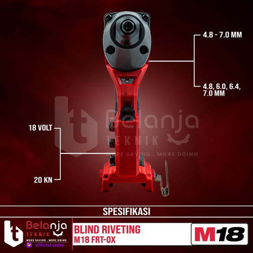 Milwaukee Blind Riveting M18 FRT-0X Rivet Gun Baterai Set 18V 5 AH