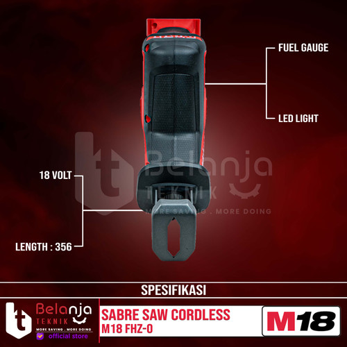 Milwaukee Gergaji Reciprocating M18 FHZ-0 Mesin Sabre Saw Set 18V 8 AH
