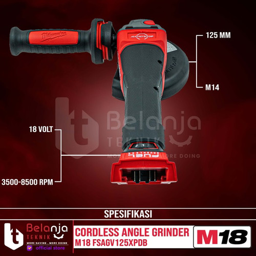 Milwaukee Gerinda Baterai M18 FSAGV125XPDB Angle Grinder Paddle Switch Set 18V 8 AH
