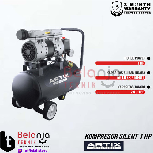 Artix OA 1024 Mesin Kompresor Angin Silent Oiless 1HP 24 Liter OA 1024