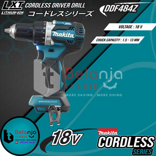 Makita Mesin Bor Obeng Baterai DDF484Z Cordless Driver Drill Set 18V