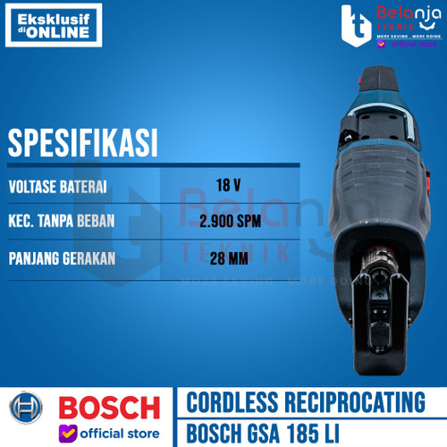 Bosch Mesin Potong Sabre Saw Cordless GSA 185-Li + Charger Baterai 4AH