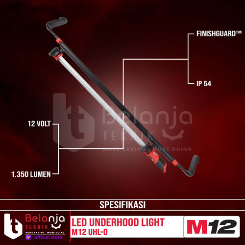 Milwaukee Led Underhood Light M12 UHL-0 Lampu Kerja Senter Set 12V 4AH
