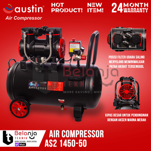 Austin Mesin Kompresor Udara AS2 1450-50 Air Compressor Oilless 50 L