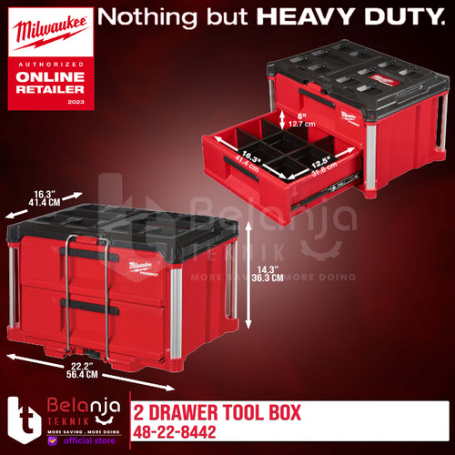 Milwaukee Packout 2 Drawer Tool Box Toolbox 2 Susun Tempat Perkakas