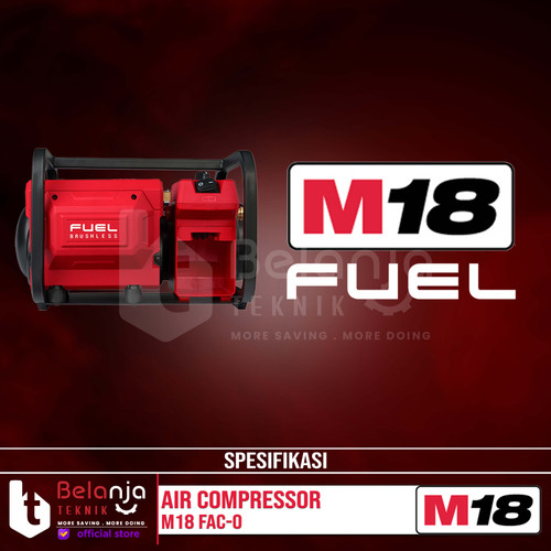 Milwaukee Air Compressor M18 FAC-0 Kompresor Angin Baterai Set 18V 5Ah