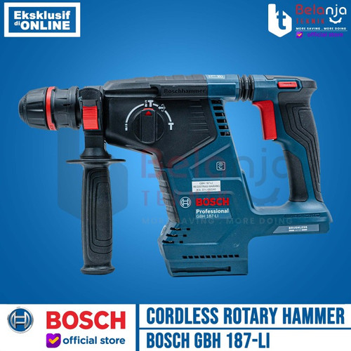 Bosch Rotary Hammer Cordless GBH 187-Li Mesin Bor Charger Baterai 4 Ah
