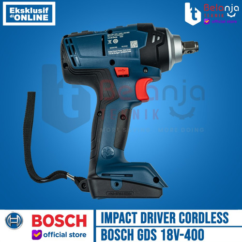 Bosch Mesin Impact Wrench Cordless GDS 18V-400 Charger Baterai X2 18V