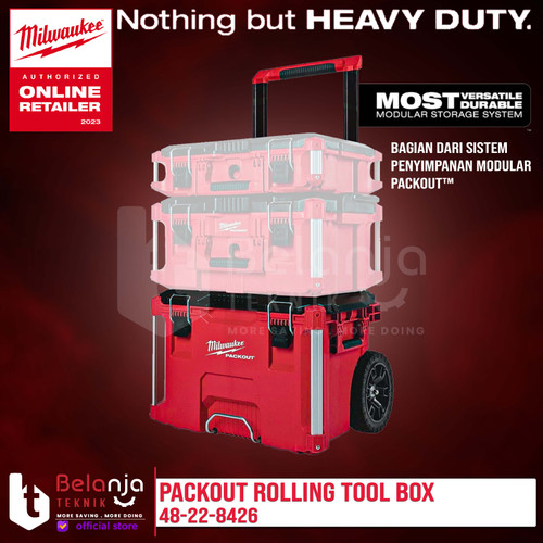 Milwaukee Packout Rolling Tool Box Tempat Perkakas Toolkit 48-22-8426