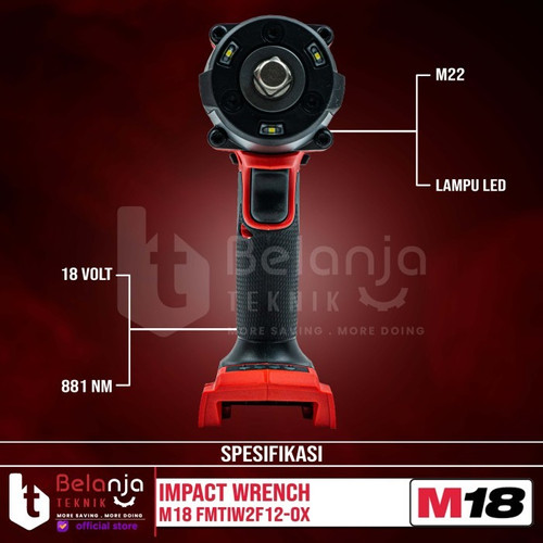 Milwaukee Mid Torque Impact Wrench 1/2" M18 FMTIW2F12-0X Set 18V 8 AH