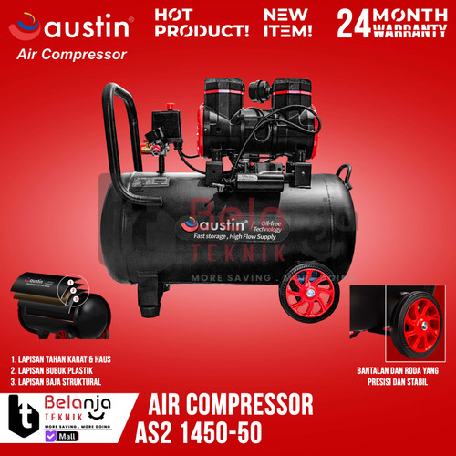 Austin Mesin Kompresor Udara AS2 1450-50 Air Compressor Oilless 50 L