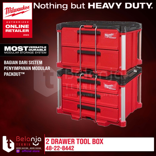 Milwaukee Packout 2 Drawer Tool Box Toolbox 2 Susun Tempat Perkakas
