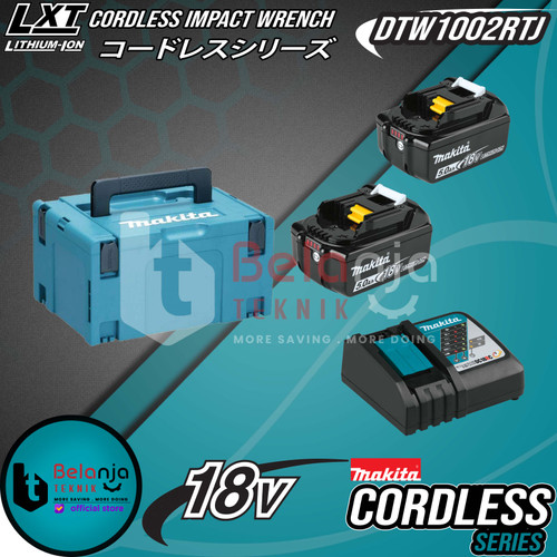 Makita Impact Wrench Baterai DTW1002 RTJ Cordless Impact Wrench 18V