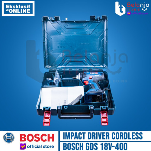 Bosch Mesin Impact Wrench Cordless GDS 18V-400 Charger Baterai X2 18V