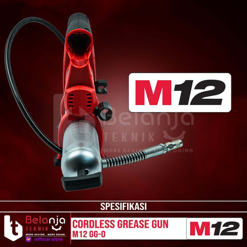 Milwaukee Grease Gun Cordless M12 GG-0 Pompa Gemuk Baterai Set 12V 6AH