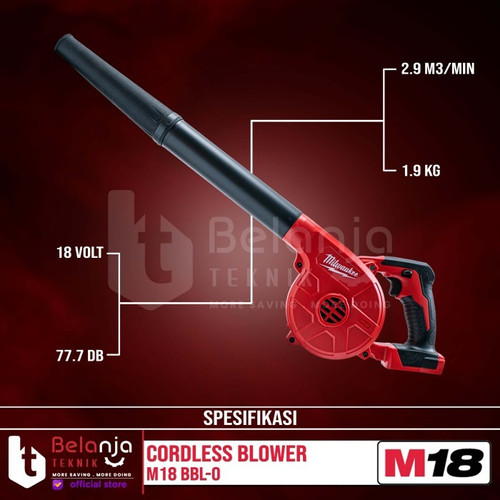 Milwaukee Mesin Compact Hand Blower Baterai M18 BBL-0 Set 18V 8 AH