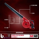 Milwaukee Mesin Compact Hand Blower Baterai M18 BBL-0 Set 18V 8 AH