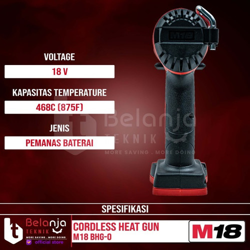Milwaukee Heat Hot Gun Cordless M18 BHG-0 Pemanas Udara Set 18V 8 AH