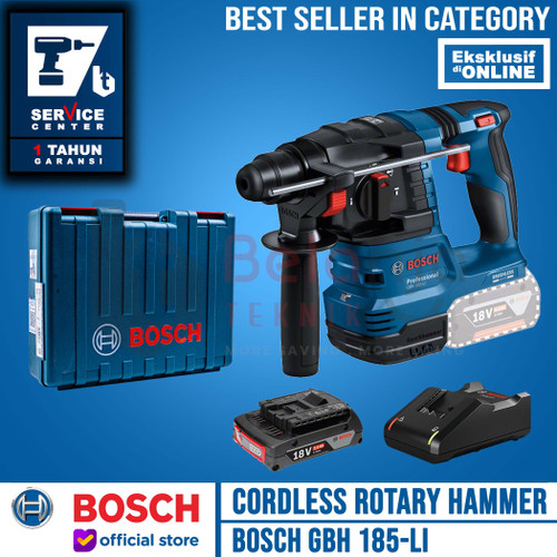 Bosch Rotary Hammer Cordless GBH 185-Li Bor Beton Charger Baterai 2 AH