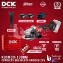 DCK Cordless Brushless Grinder KDSM03-100DM 4 Inch 20V Gerinda Baterai