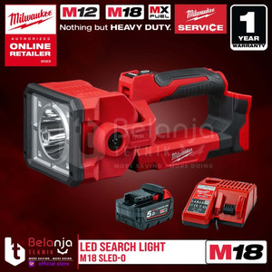 Milwaukee Led Search Light M18 SLED-0 Lampu Senter Kerja Set 18V 5 AH