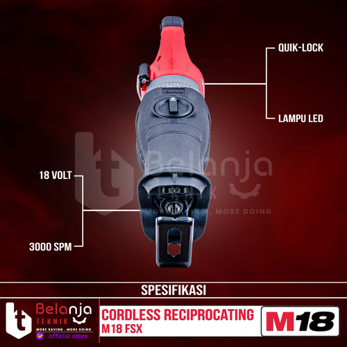 Milwaukee Super Sawzall Reciprocating M18 FSX-0C Sabre Saw Baterai Set 5 AH