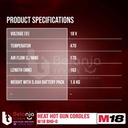 Milwaukee Heat Hot Gun Cordless M18 BHG-0 Pemanas 470 C 18V Unit Only