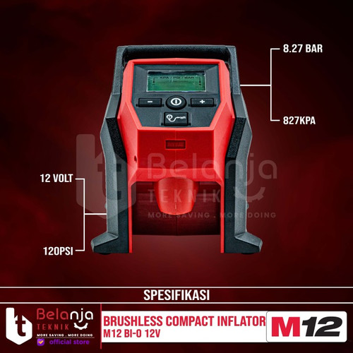 Milwaukee Compact Inflator M12 BI-0 Pompa Ban Baterai Set SET 12V 6 AH