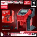 Milwaukee Brushless Compact Inflator M12 BI-0 12V Pompa Baterai 120PSI