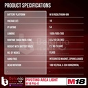 Milwaukee Pivoting Area Light M18 PAL-0 Lampu Kerja Set 18 Volt 5 AH