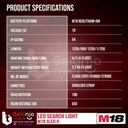 Milwaukee Led Search Light M18 SLED-0 Lampu Senter Kerja Set 18V 5 AH