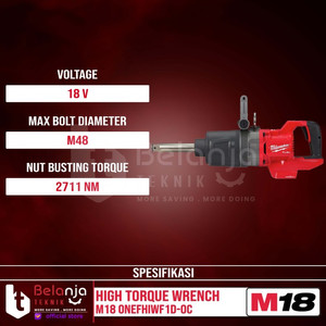 Milwaukee High Torque Wrench M18 ONEFHIWF1D-0C Pembuka Baut 1 Inch Set