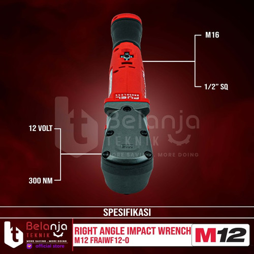 Milwaukee Right Angle Impact Wrench 1/2 In M12 FRAIWF12-0 Set 12 V 6AH