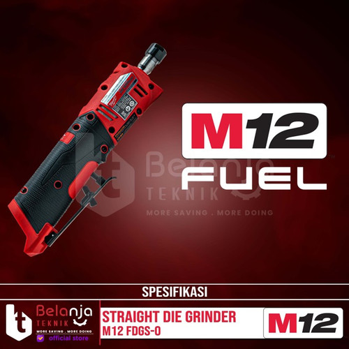 Milwaukee Gerinda Baterai M12 FDGS-0 Straight Die Grinder Set 12 V 6Ah