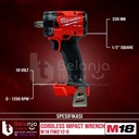 Milwaukee Impact Wrench Baterai M18 FIW212-0 1/2 Inch Set 18 V 8 Ah