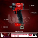 Milwaukee Impact Wrench Baterai M18 FIW212-0 1/2 Inch Set 18 V 5 Ah