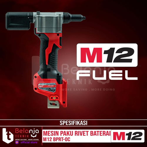 Milwaukee Mesin Paku Tembak Rivet Baterai M12 BPRT-0 Set 12 Volt 6 AH