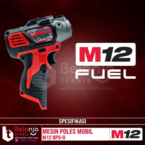 Milwaukee Polisher M12 BPS-0 Mesin Poles Mobil Baterai Set 12V 6 AH