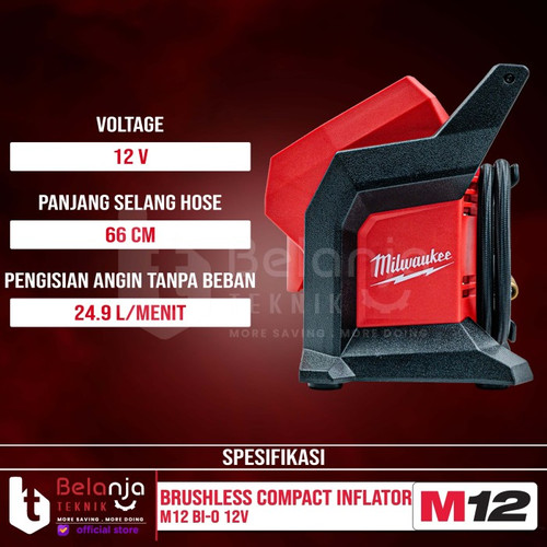 Milwaukee Compact Inflator M12 BI-0 Pompa Ban Baterai Set SET 12V 6 AH